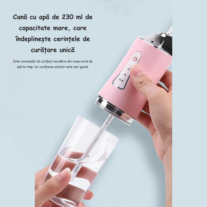 Irigator Oral pentru Dus Bucal MRG MA8, 4 Capete Curatare, Cu Acumulator, Portabil, Pentru Curatare si Indepartarea placii bacte